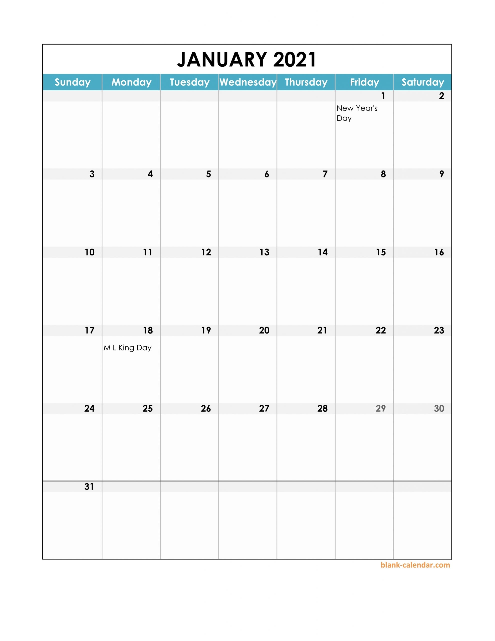 2021 Excel Calendar Planner 12 | Empty Calendar