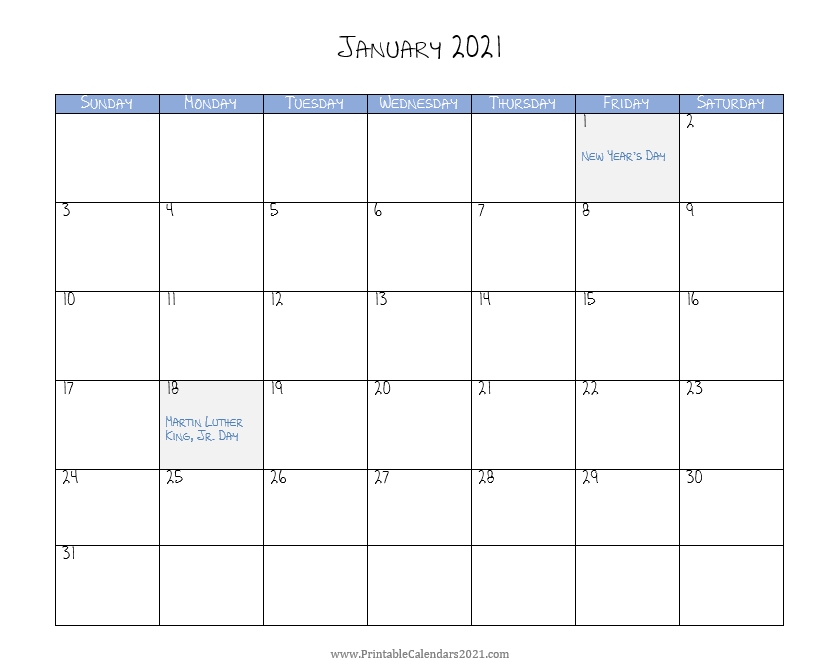 2021 Monthly Calendar Printable Word / 2021 Calendar (Pdf