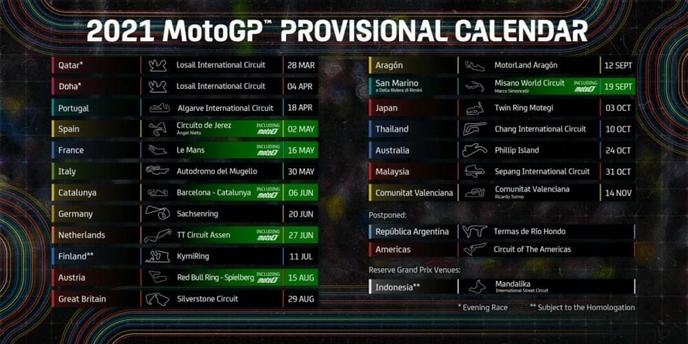 2021 Motogp Schedule - Updated - Cycle News