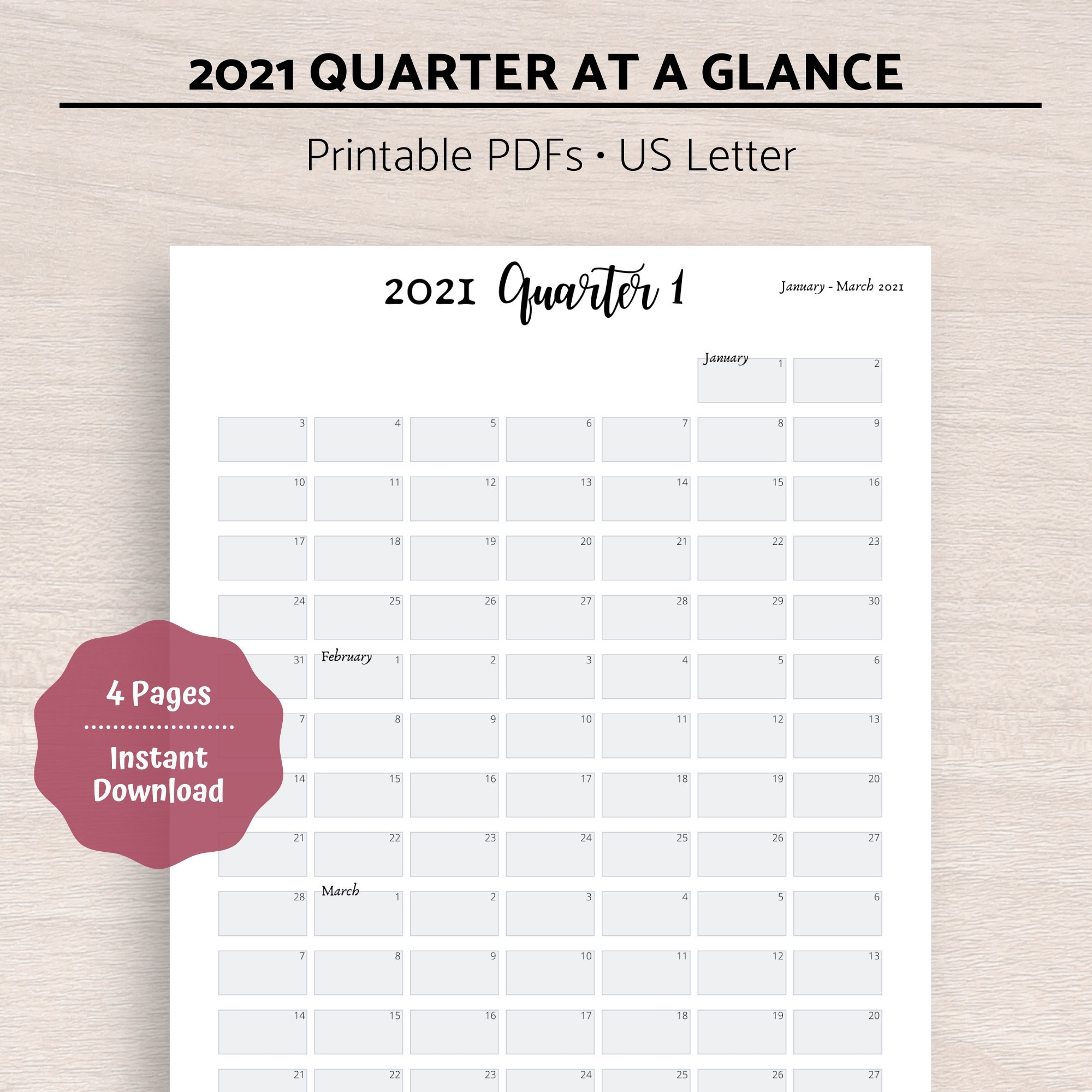 2021 Quarter At A Glance Printable 2021 Quarterly Overview