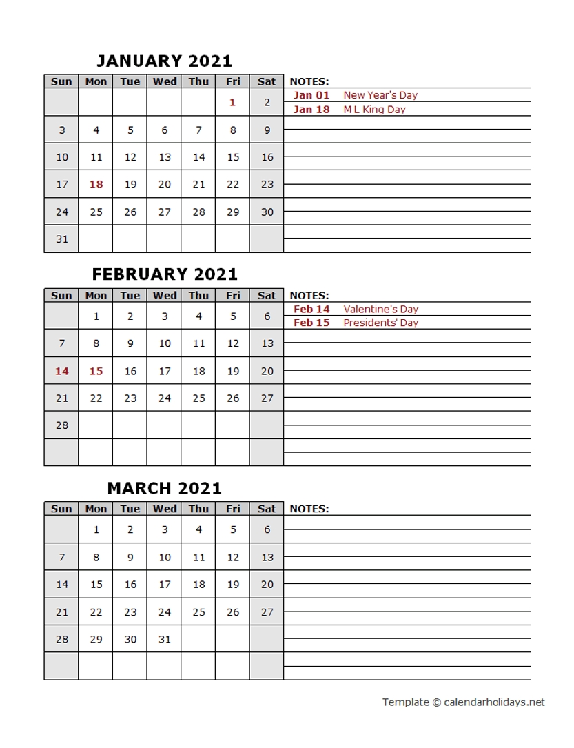 2021 Quarterly Template - Calendarholidays