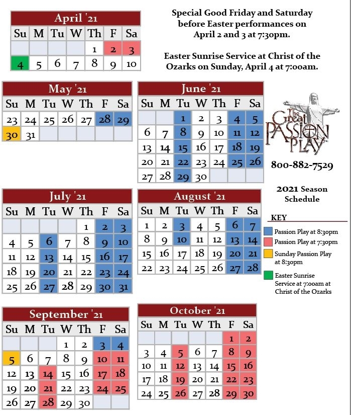 2021 Season Schedule - The Great Passion Play