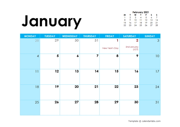 2021 Uk Monthly Calendar Colorful Design - Free Printable