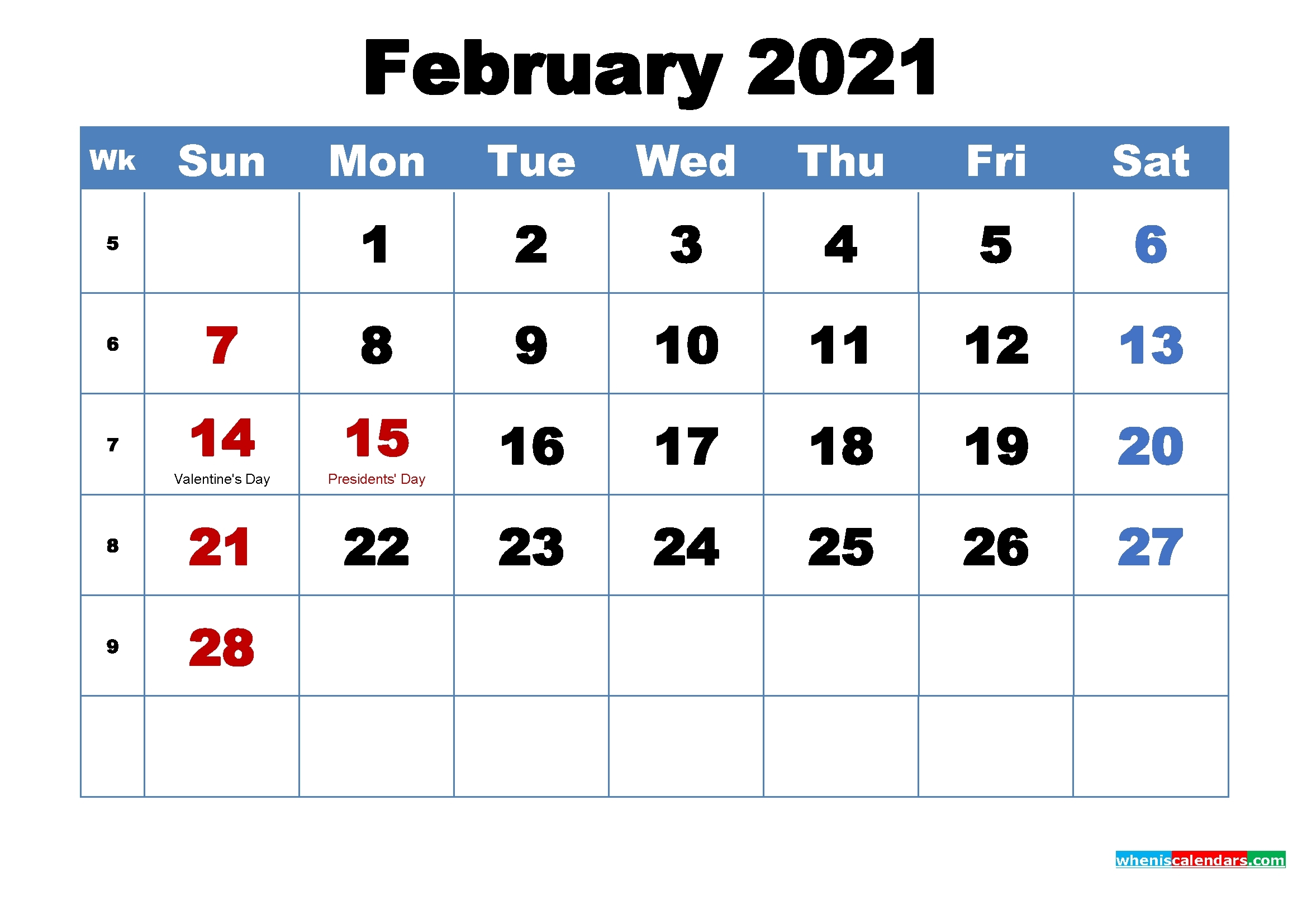 2021 Vacation Schedule | Calendar Template Printable