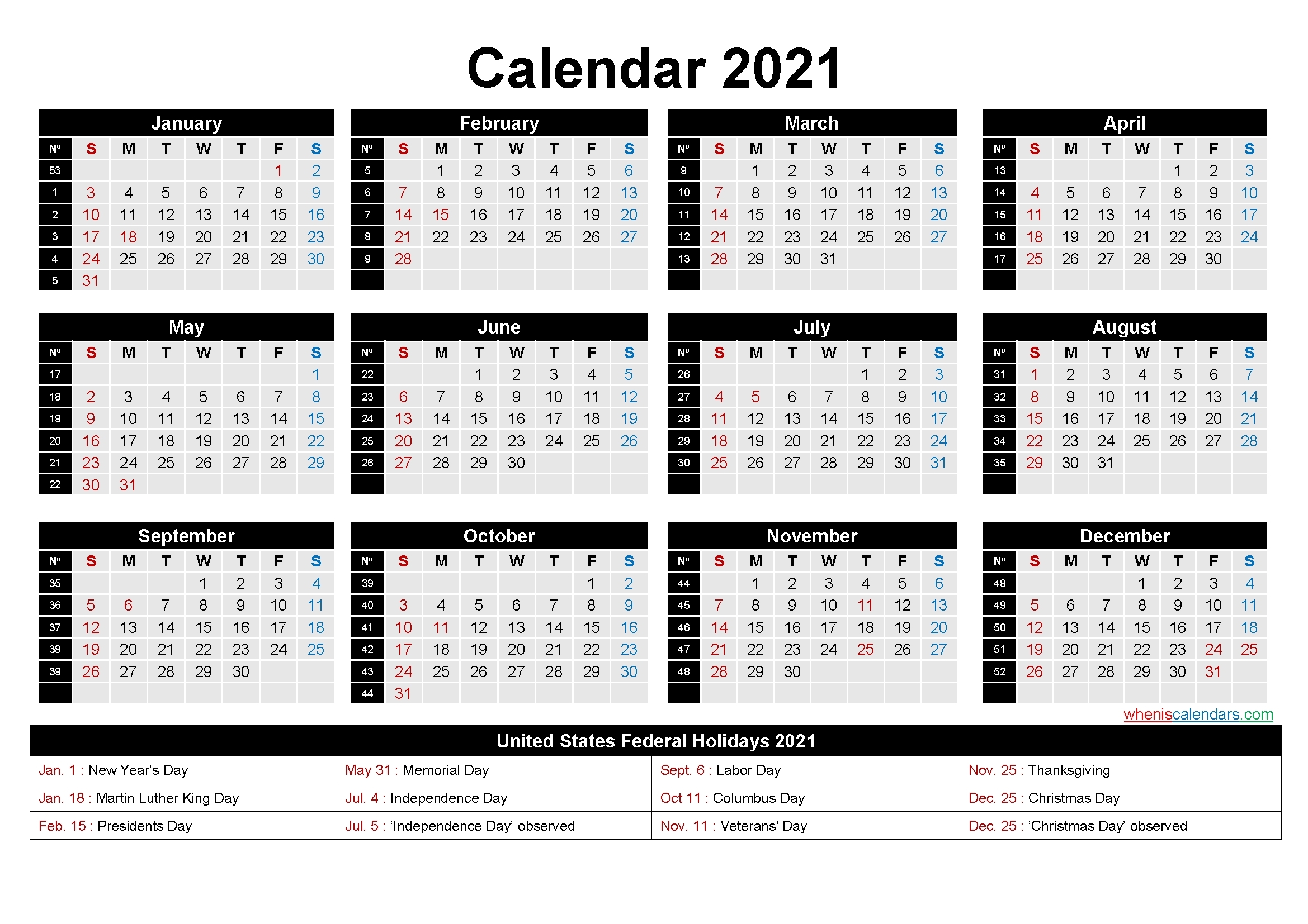 2021 Work Week Calendar Printable | Best Calendar Example