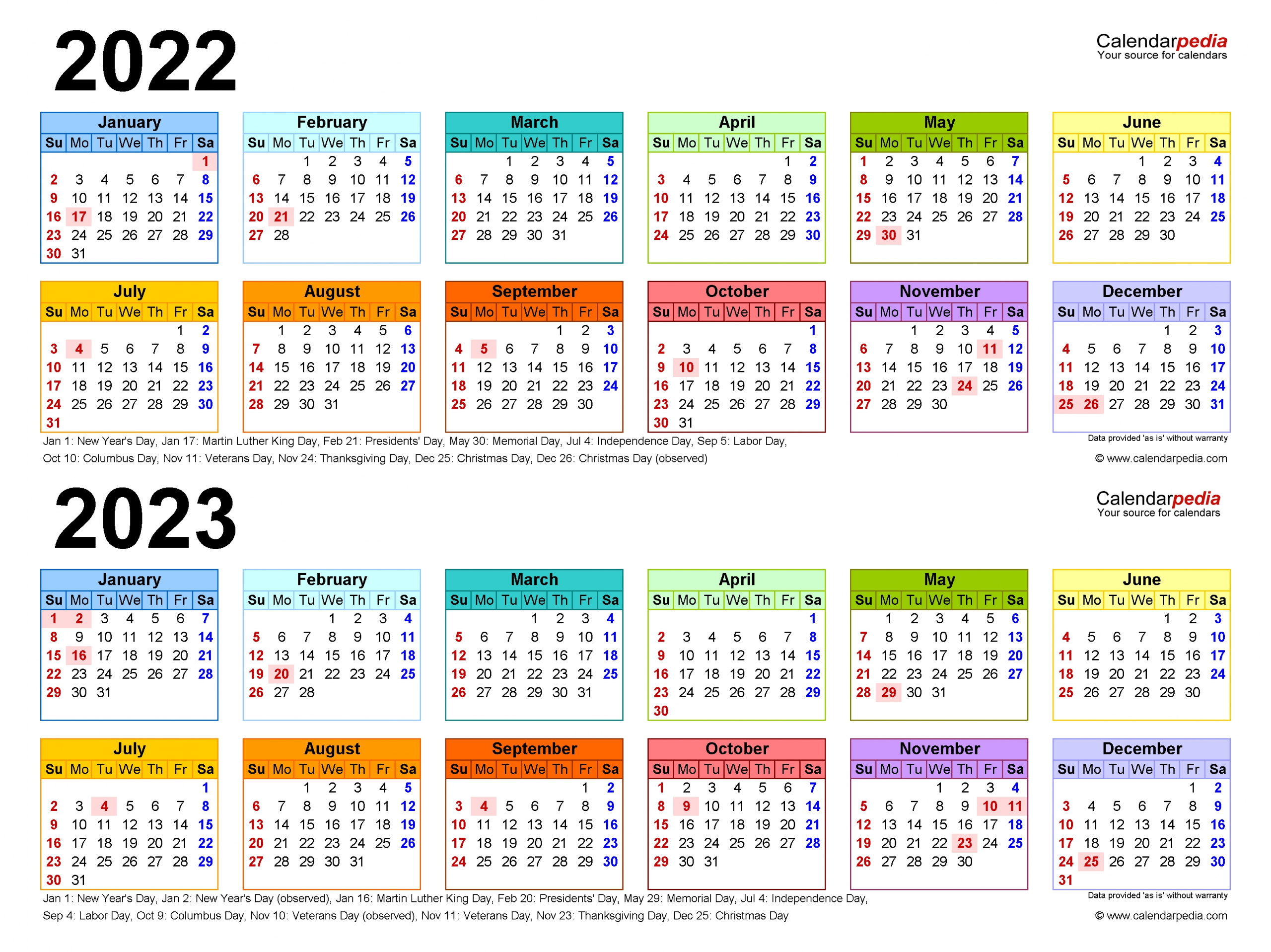 2022-2023 Two Year Calendar - Free Printable Pdf Templates