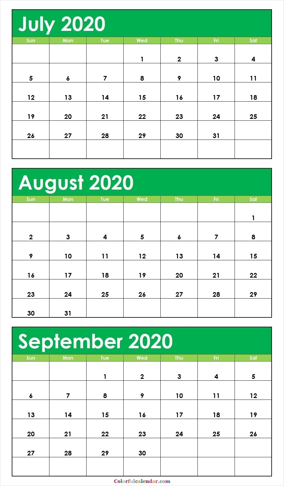 3 Month Calendar 2020 Printable | Calendar Template 2021