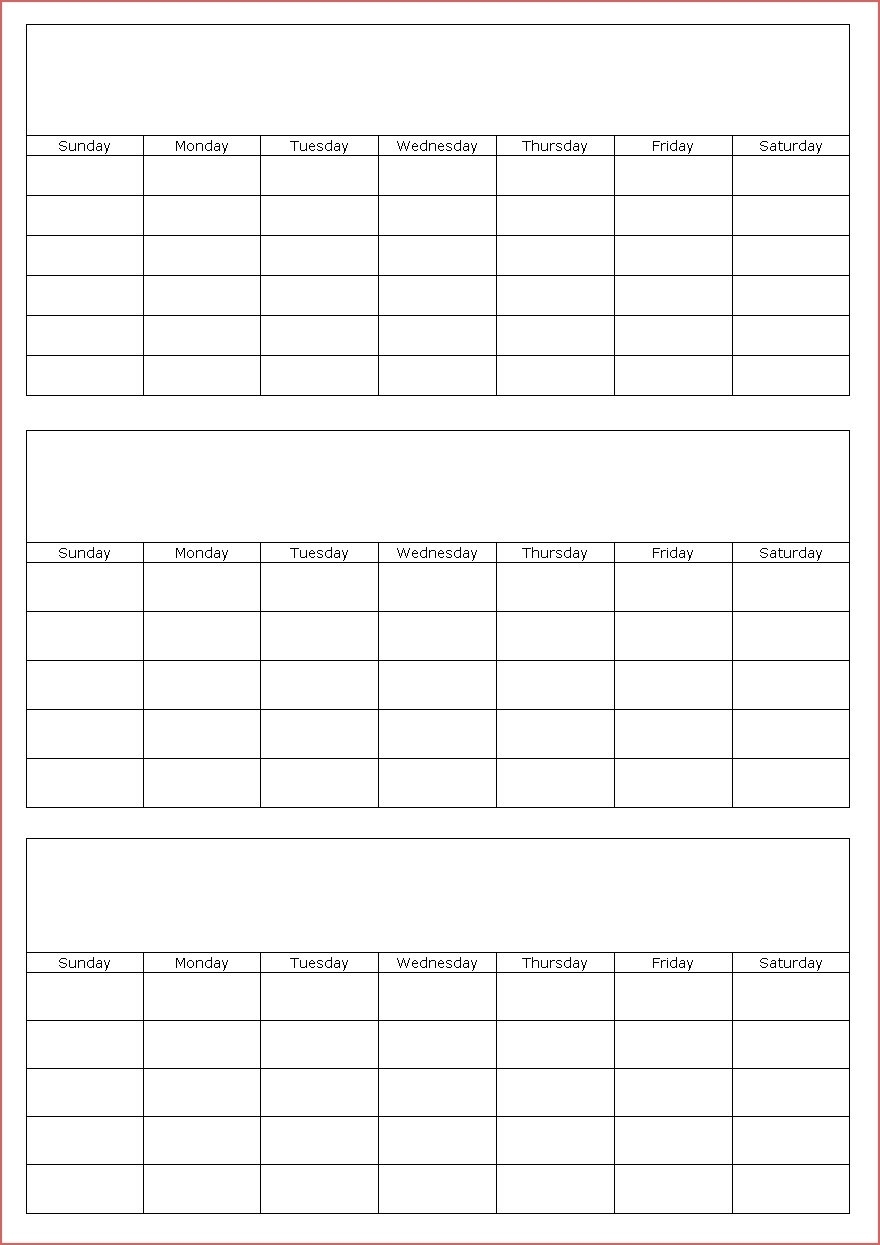 3 Month Printable Calendar Templates - Calendar