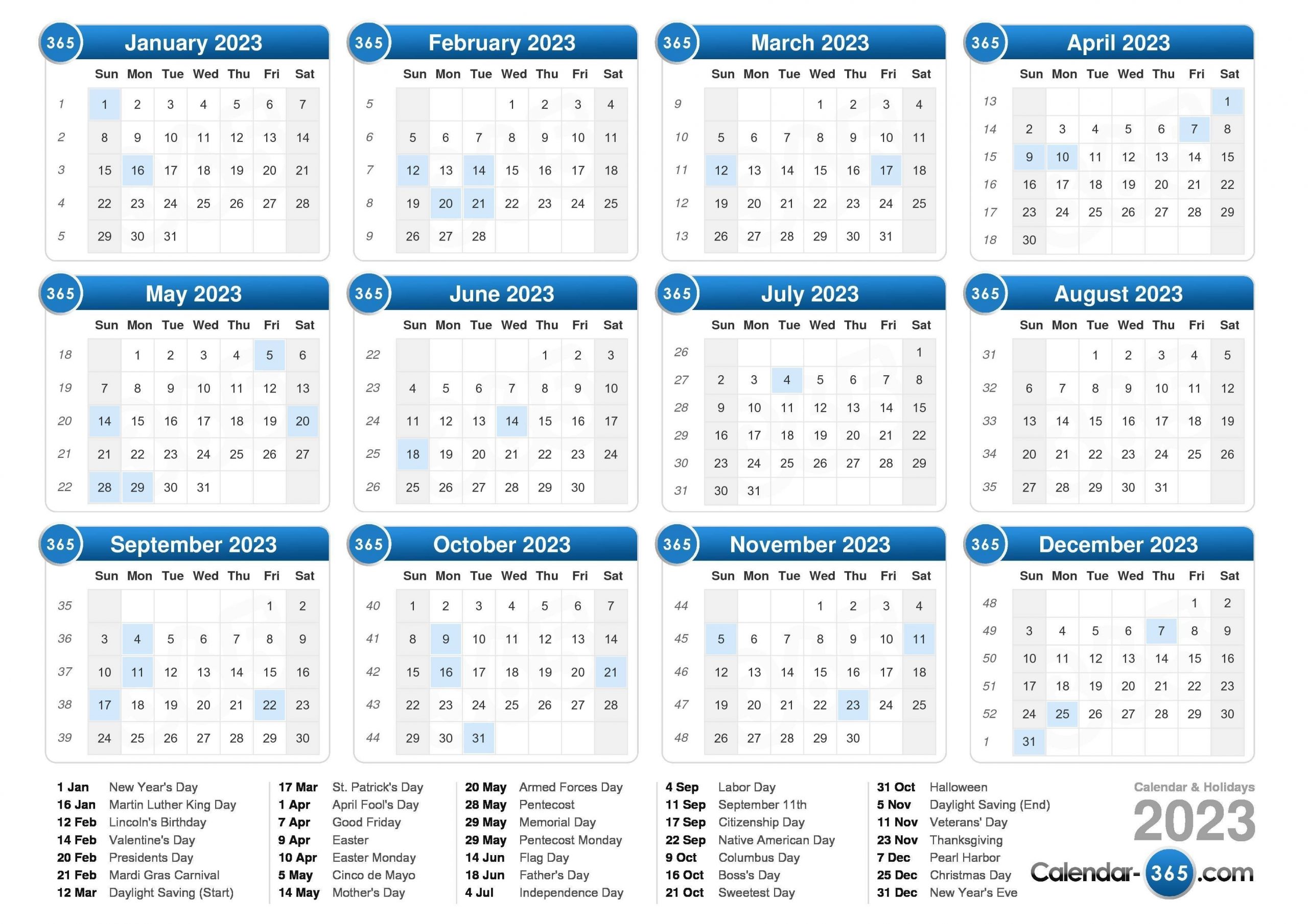 5 Year Calendar 2019 To 2023 Printable :-Free Calendar