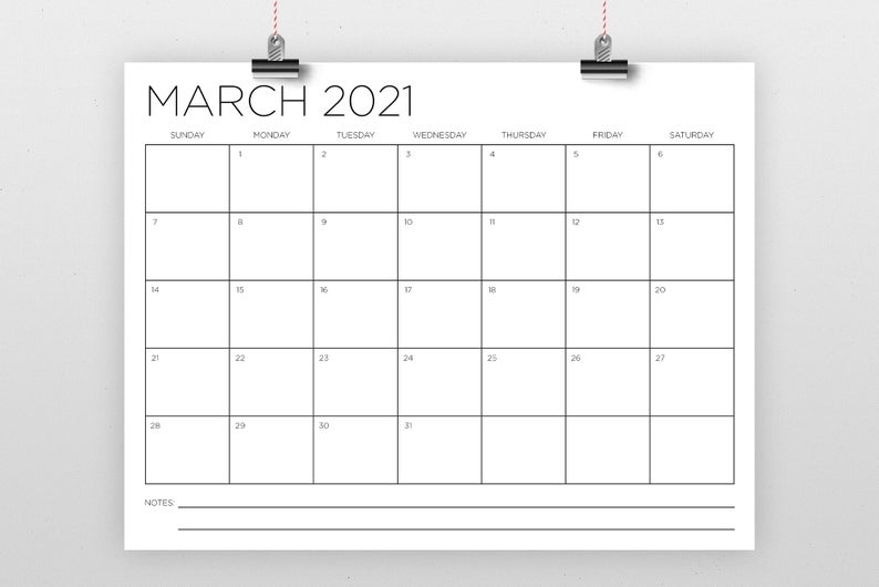 8.5 X 11 Inch 2021 Calendar Template Instant Download | Etsy