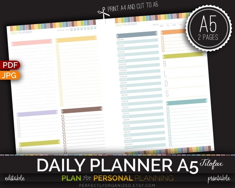 A5 Filofax Daily Planner Binder Organizer Calendar