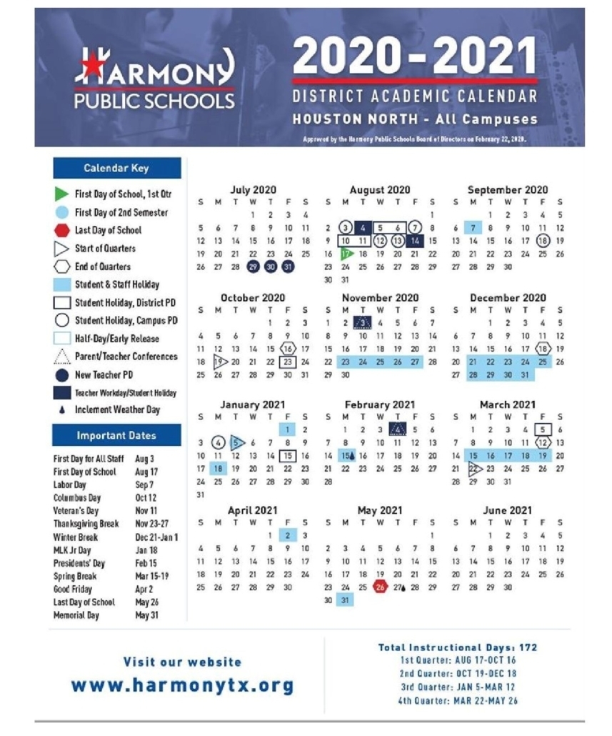 Academic Calendar 2020-2021 - 3 | Harmony School Of