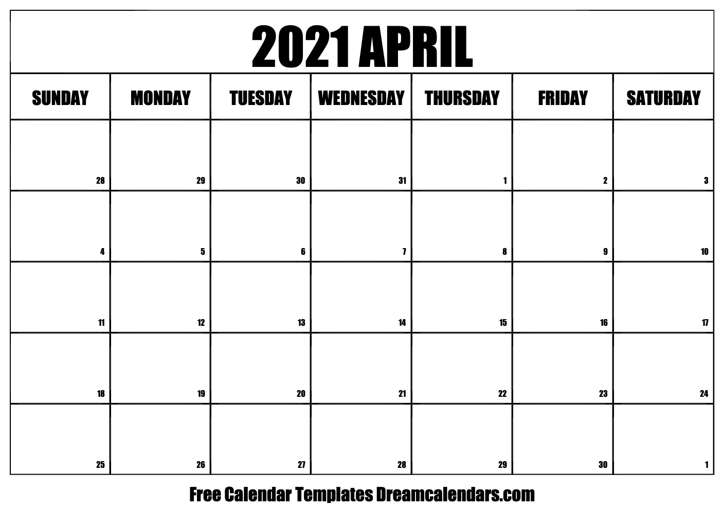 April 2021 Calendar | Free Blank Printable Templates