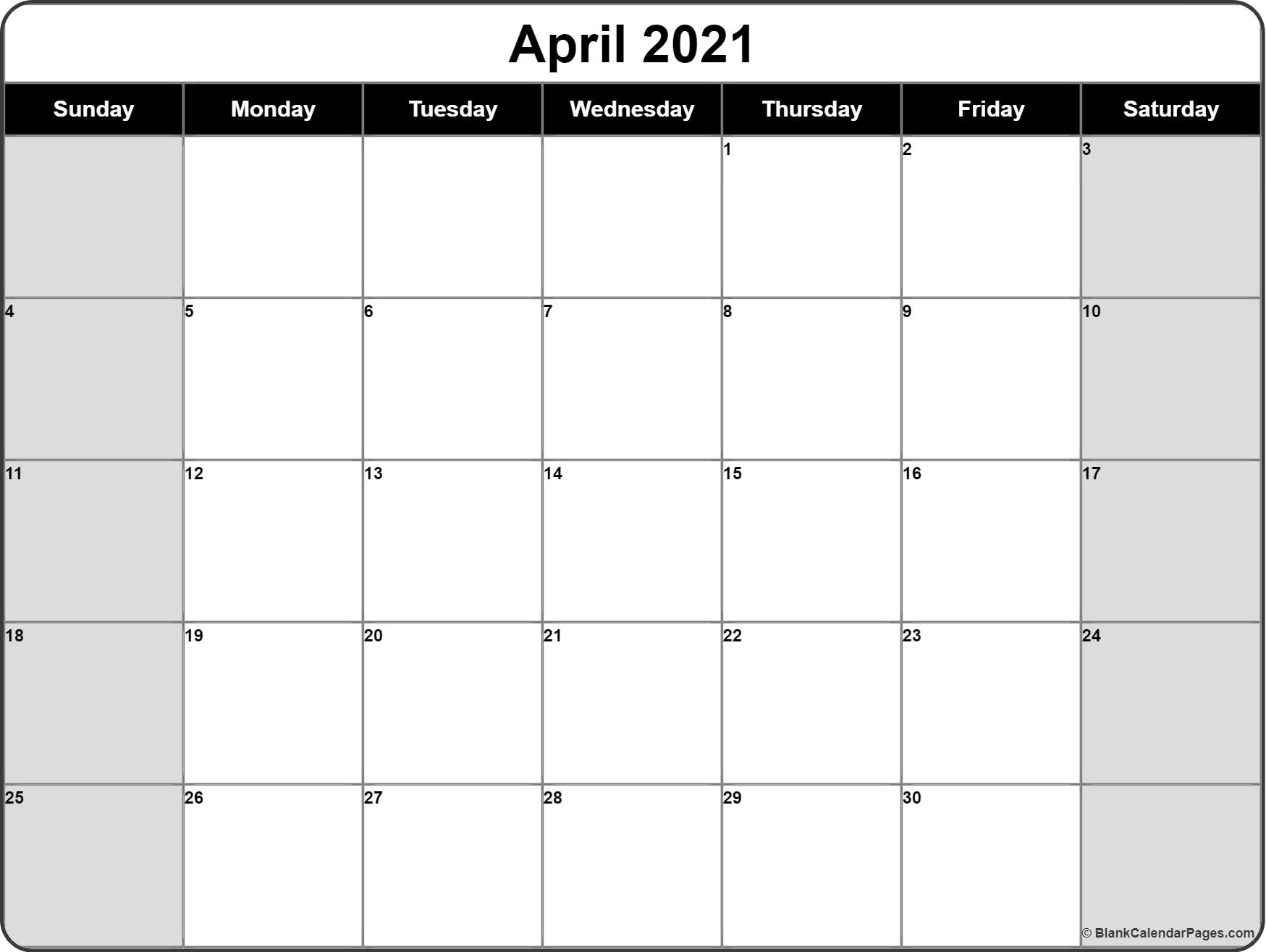 April 2021 Calendar | Free Printable Calendar Templates