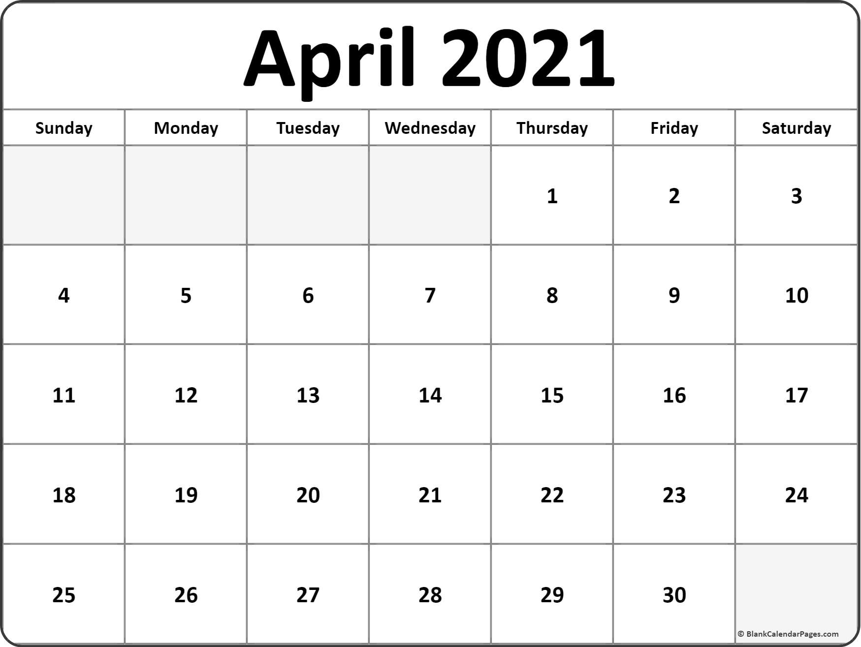 April 2021 Calendar Free Printable Monthly Calendars 3