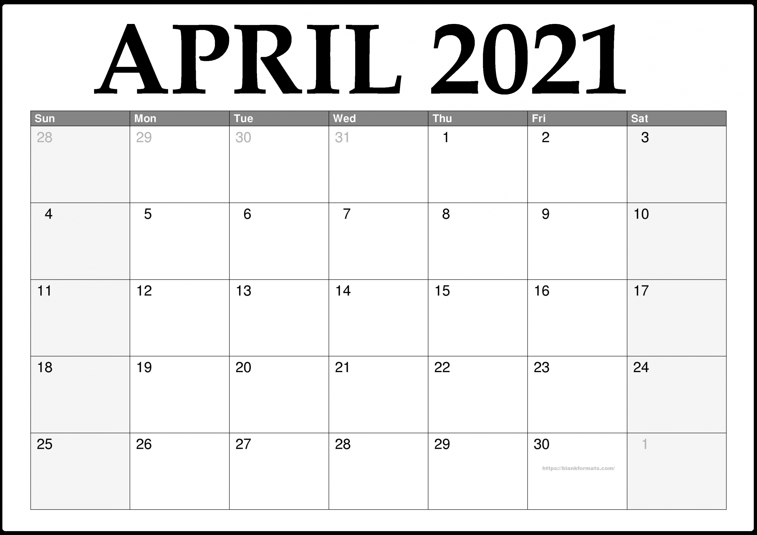 April 2021 Calendar Pdf, Word, Excel, Documents Sheet