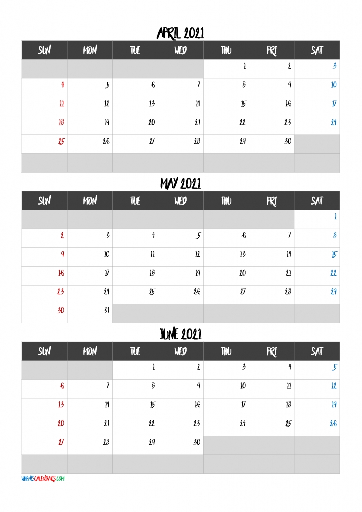 April May June 2021 Calendar Free Download-Template Code