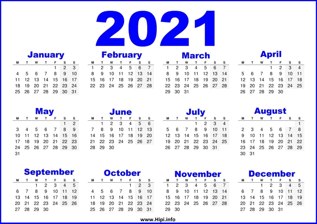 Calendar 2021 Free Printable Quarter 