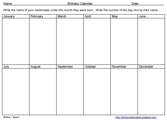 Artistry Of Education: Free Birthday Graphing Activity