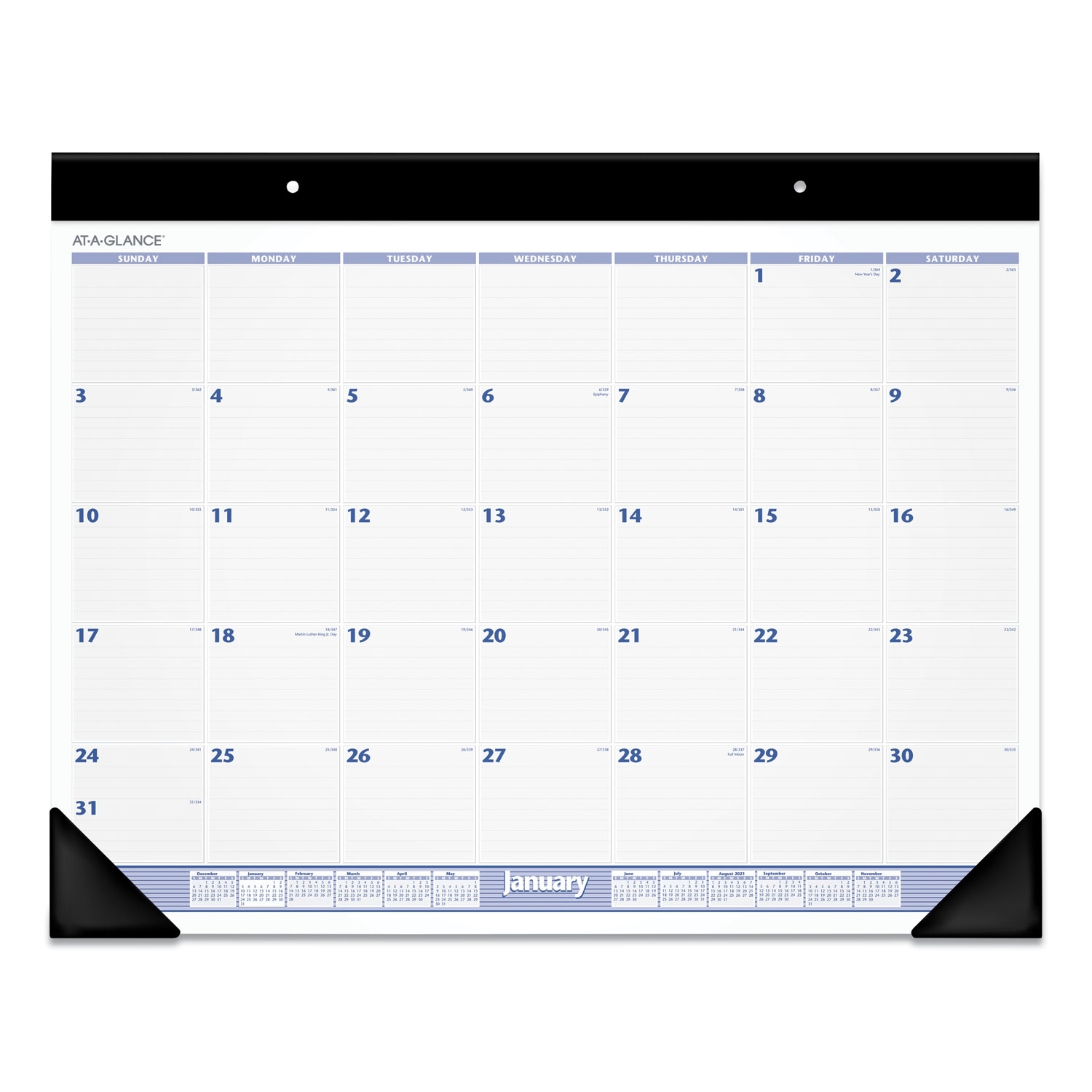At-A-Glance 2021 24&quot; X 19&quot; Monthly Desk Pad Calendar Blue