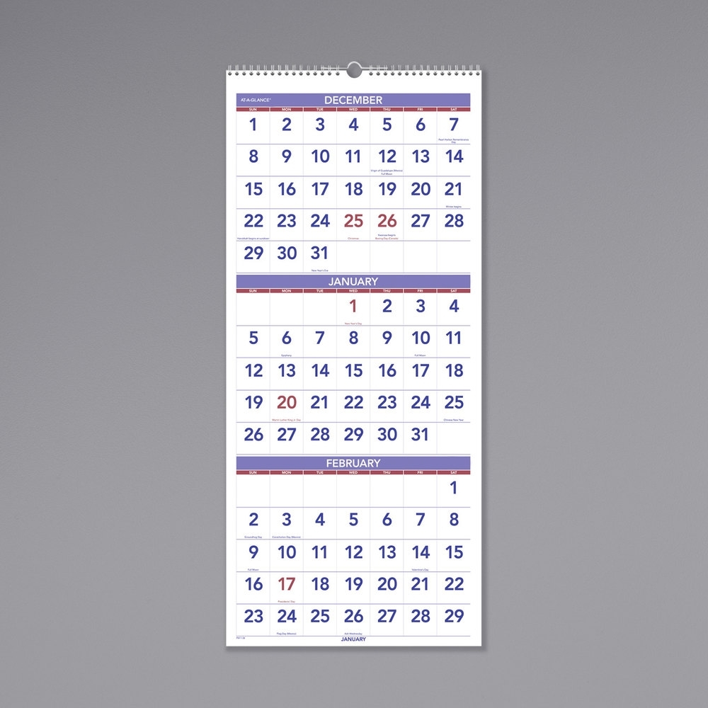 Three Year Calendar At A Glance Month Calendar Printable