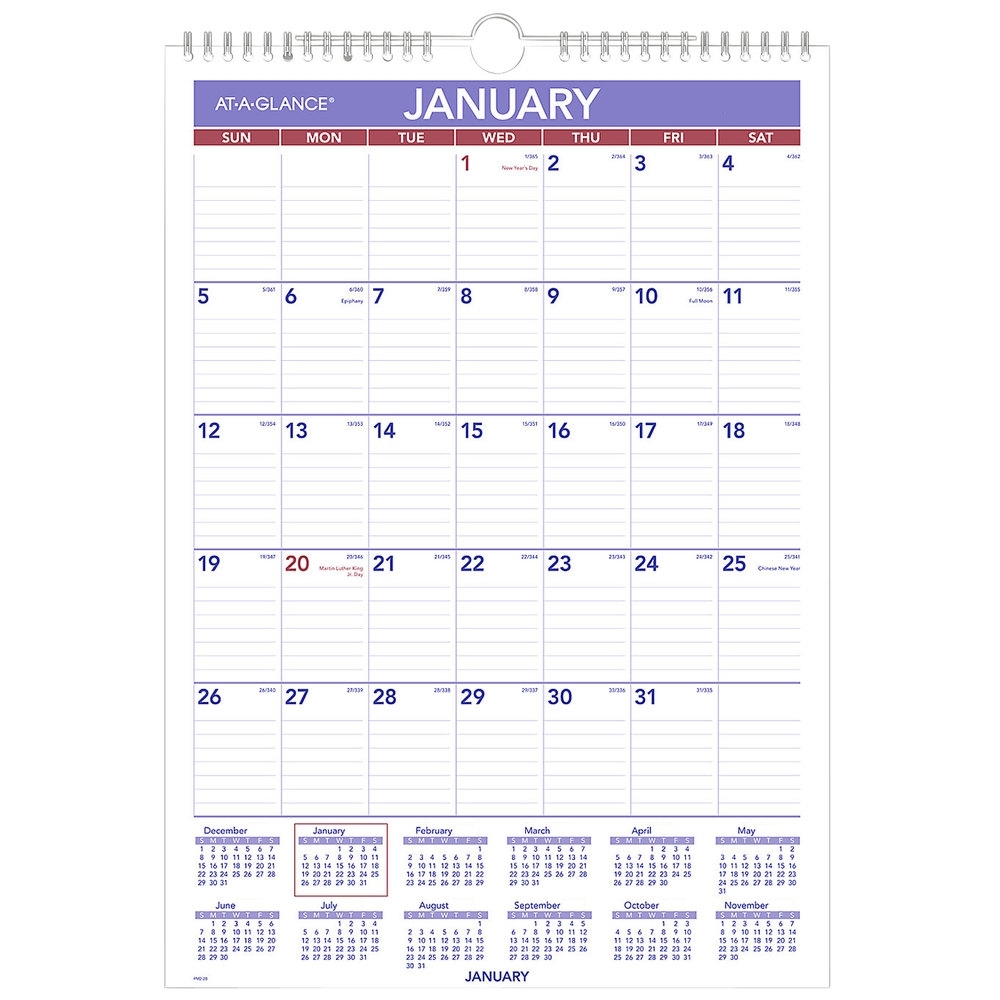 At-A-Glance Pm228 12&quot; X 17&quot; Monthly January 2021
