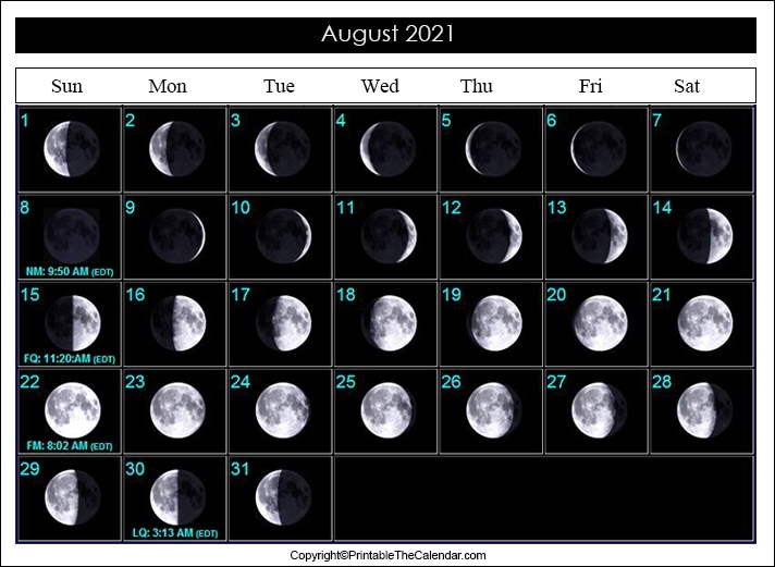 August Full Moon Calendar 2021 | Printable The Calendar