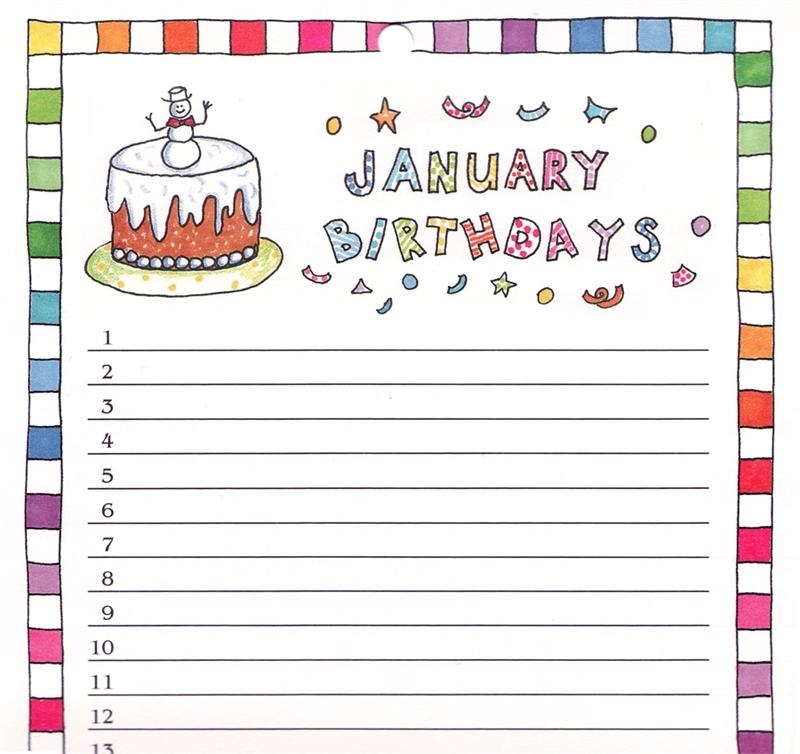 Birthday Reminder Calendar - Rose Street Design