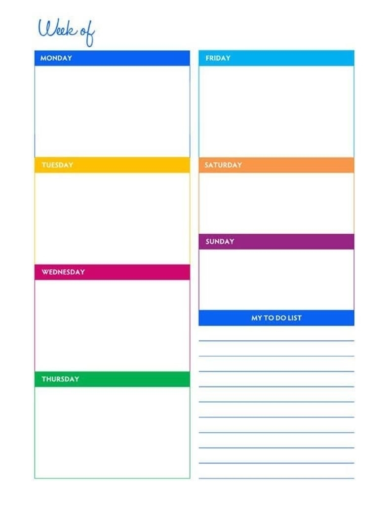 Blank 8 1/2 X 11 Weekly Calendar | Calendar Template 2020