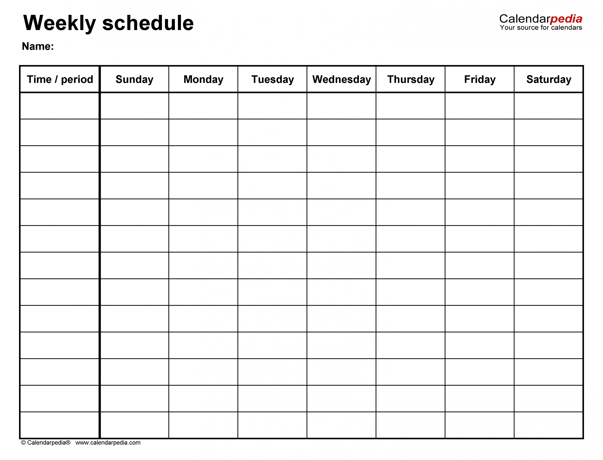 Blank Academic Weekweek Calendar | Calendar Template
