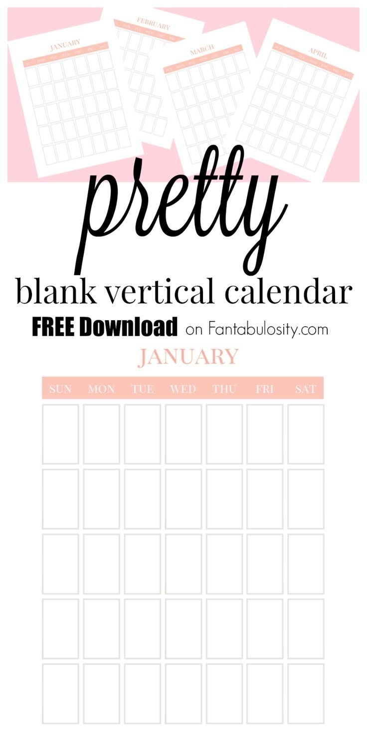 Blank Calendar - Free Vertical Monthly Calendar Printable