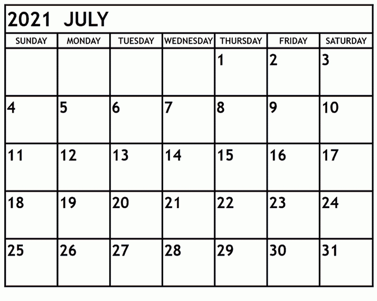 Blank July 2021 Calendar Editable Pdf - Thecalendarpedia