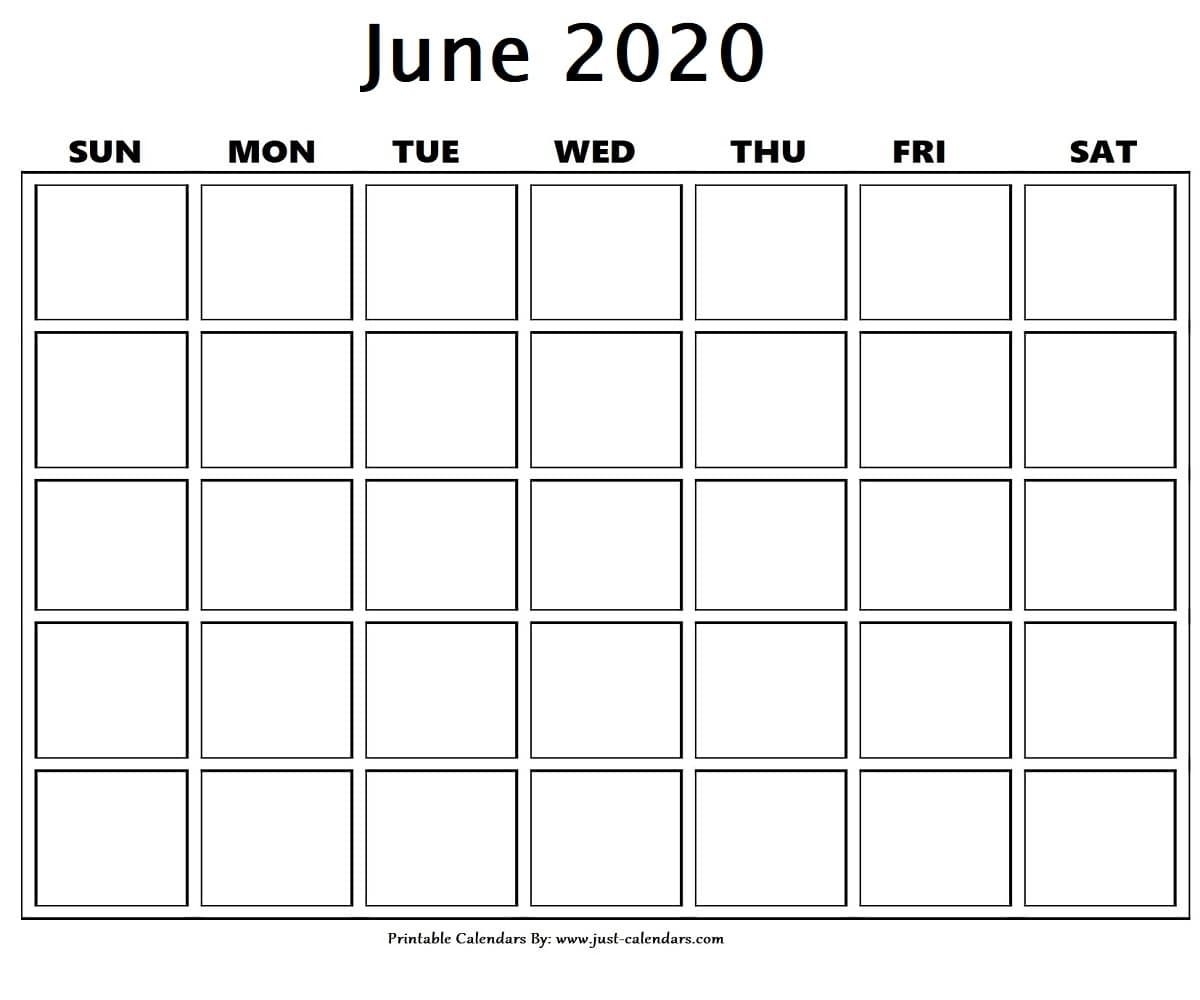 Blank June 2020 Calendar In 2020 | Calendar Printables