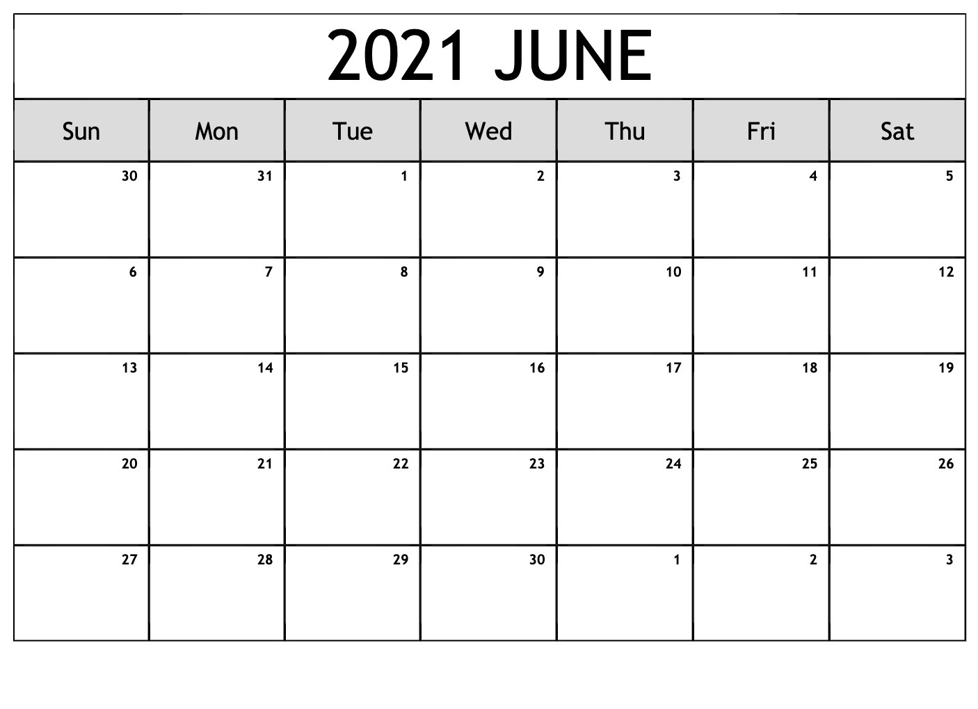 Blank June 2021 Calendar Make Schedule - Thecalendarpedia