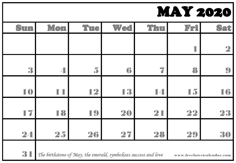 Blank May 2020 Calendar Template In Google For Education