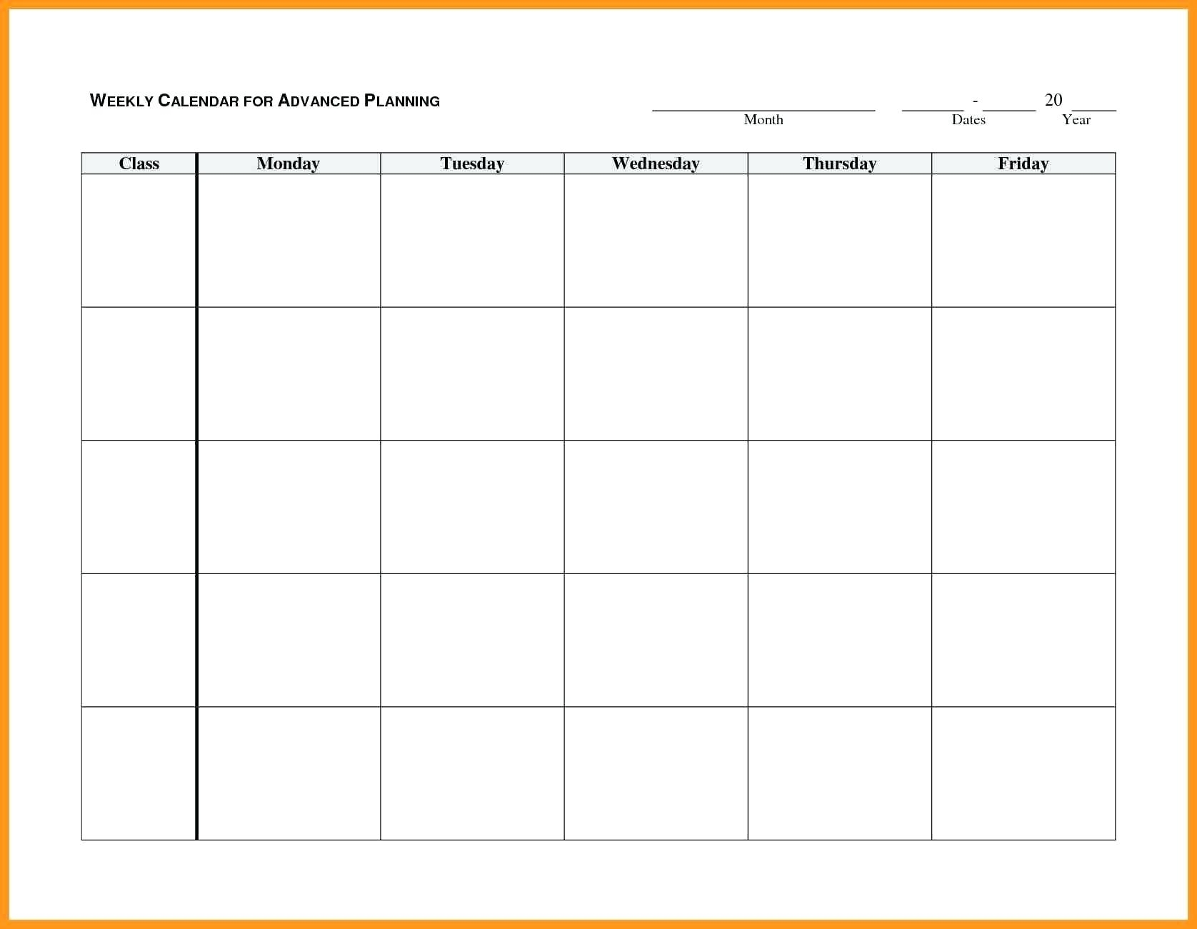 Blank Monday Through Friday Calendar | Example Calendar