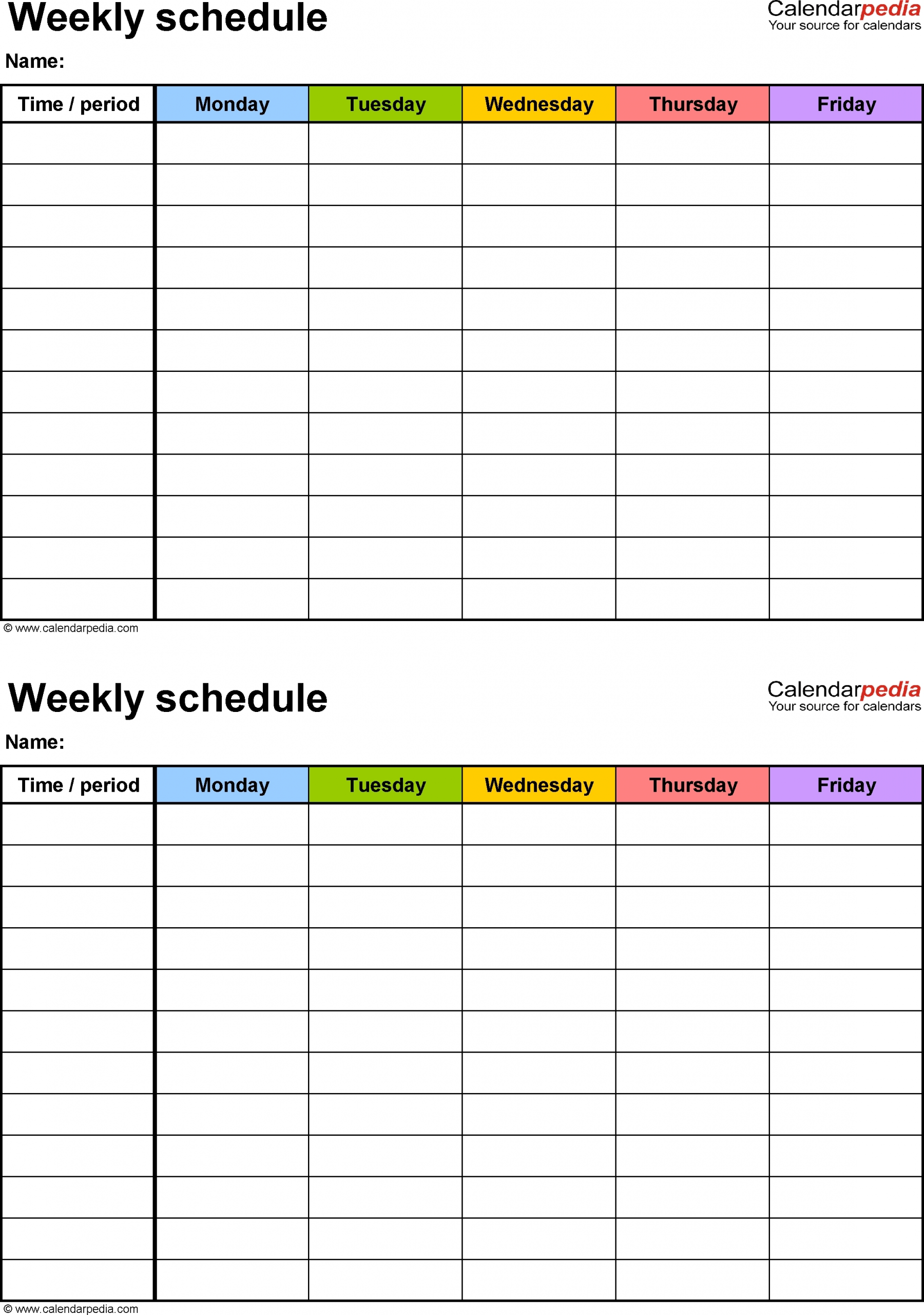 Editable Monday Through Friday Calendar Month Calendar Printable