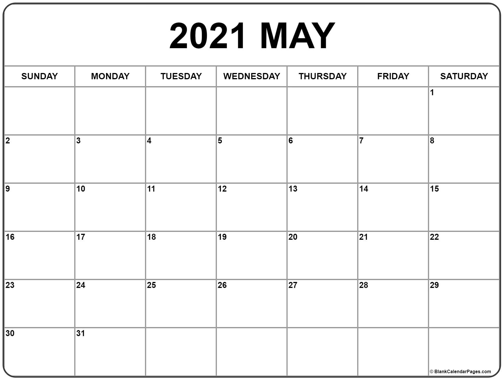 Blank Monthly Calendar 2021 Printable | Printable March