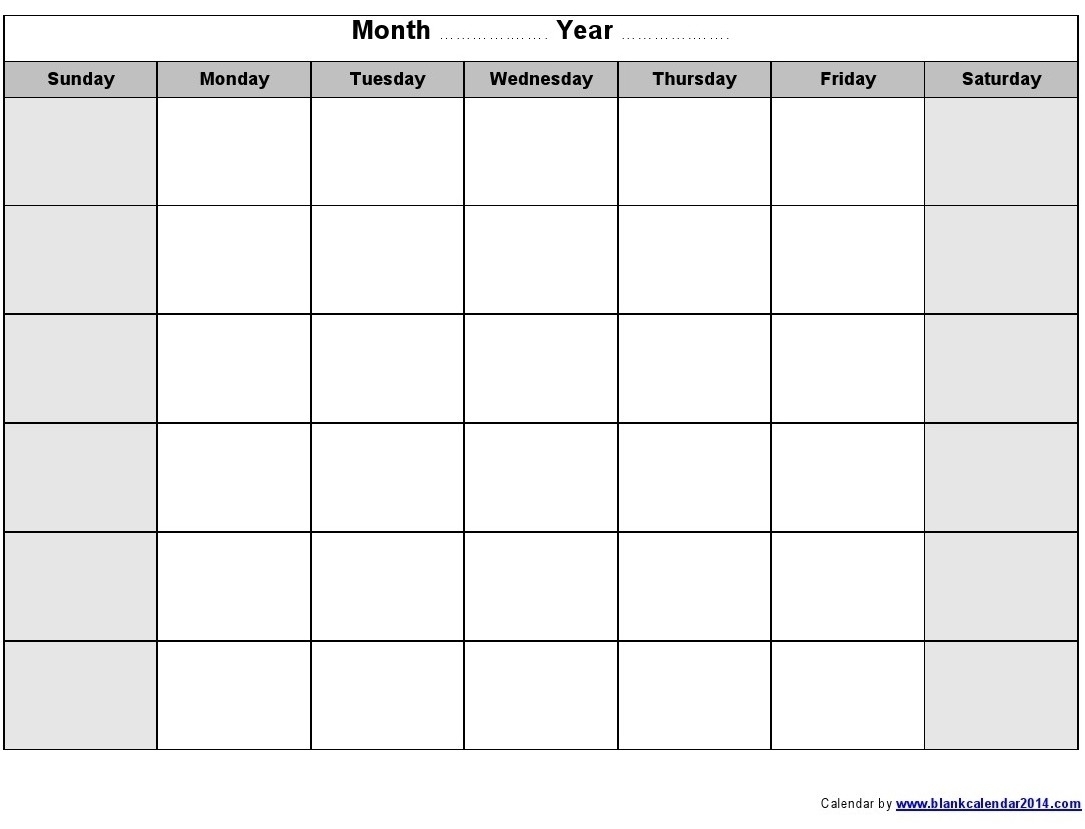 Blank Monthly Calendar Print Out - Calendar Inspiration Design