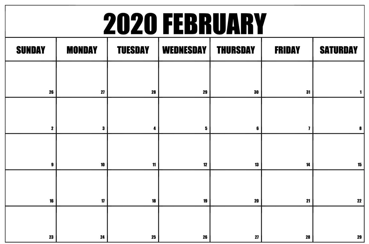 Blank Monthly Calendar Printable 2020 Monday Start