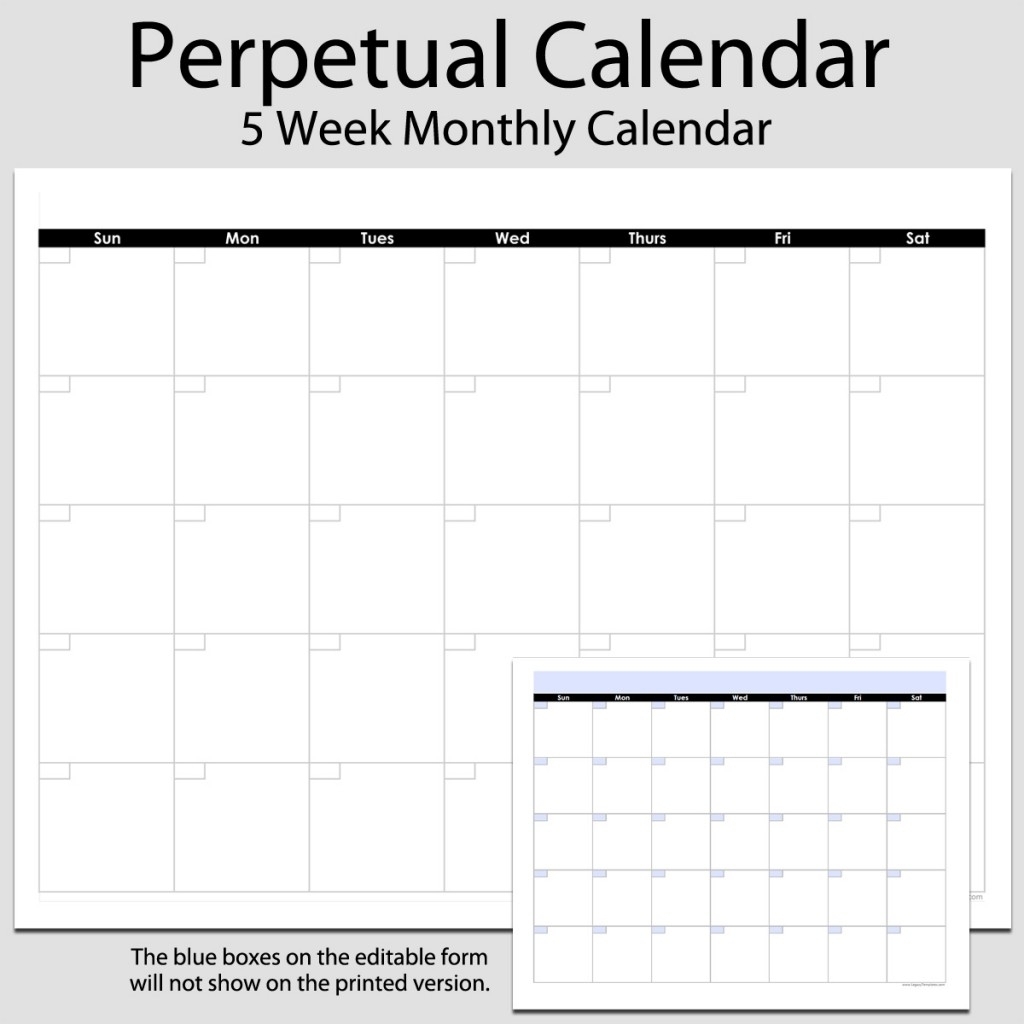 Blank Monthly Calendar Printable 8.5 X 11 | Example