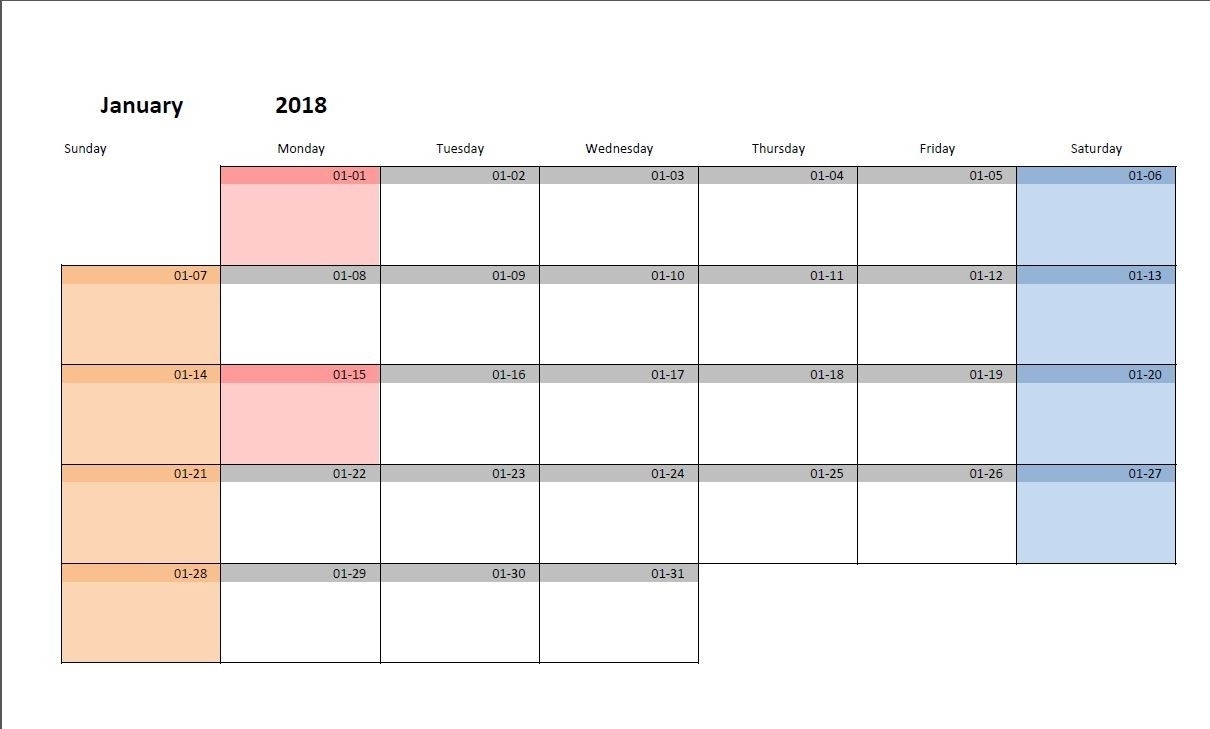 Blank Monthly Calendar Starting On Monday | Calendar