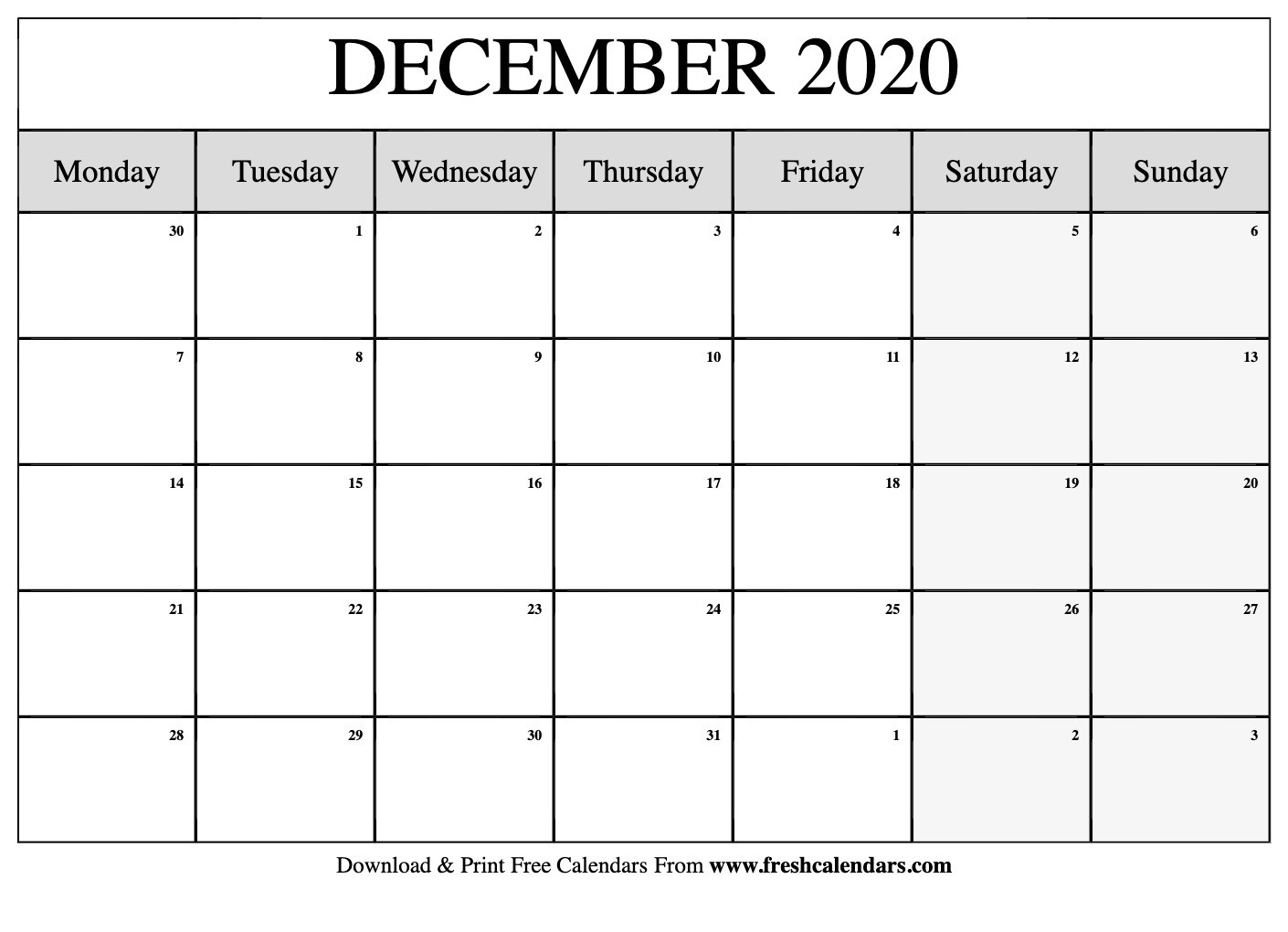 Blank Calendar Starting Monday Calendar Printable Free Printable Monthly Calendar Starting 6354