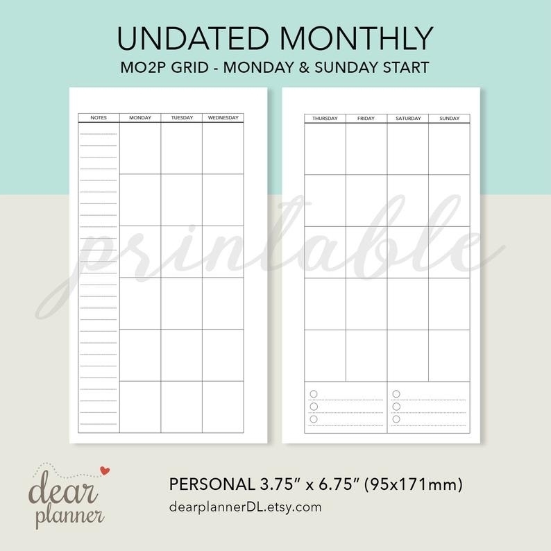 Blank Undated Calendar To Print | Ten Free Printable