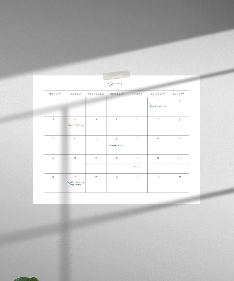 Blank Undated Calendar To Print | Ten Free Printable