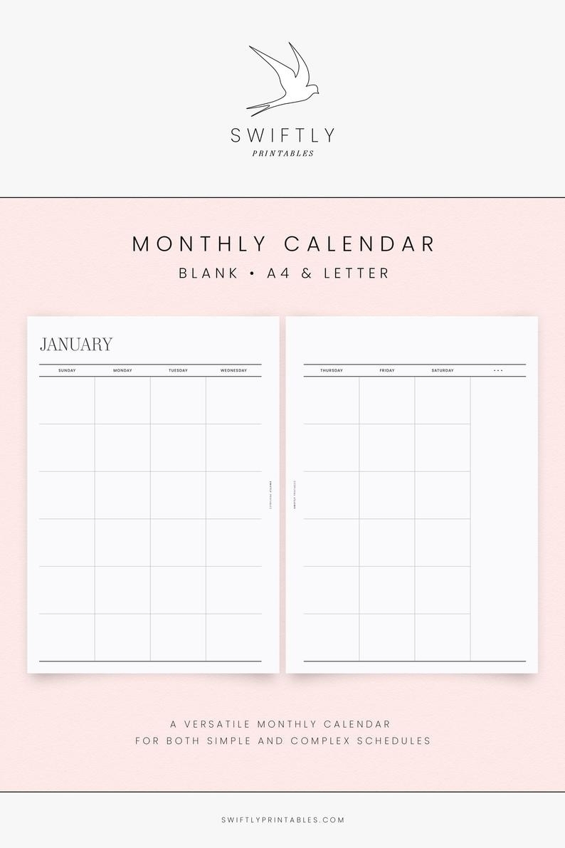 Blank Undated Calendar To Print | Ten Free Printable