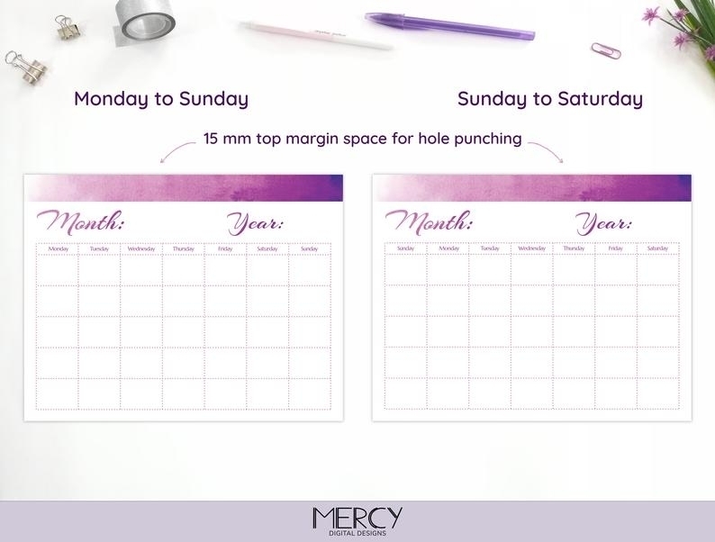 Blank Undated Calendar To Print | Ten Free Printable