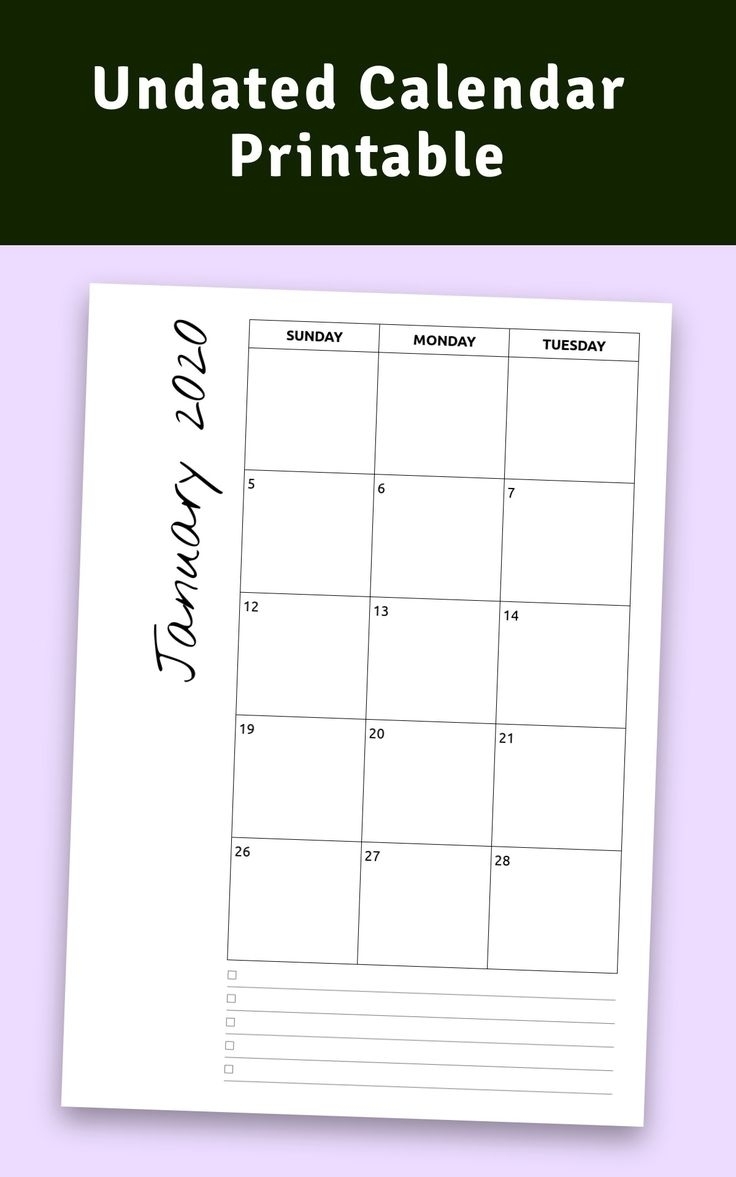 Blank Undated Calendar To Print | Ten Free Printable