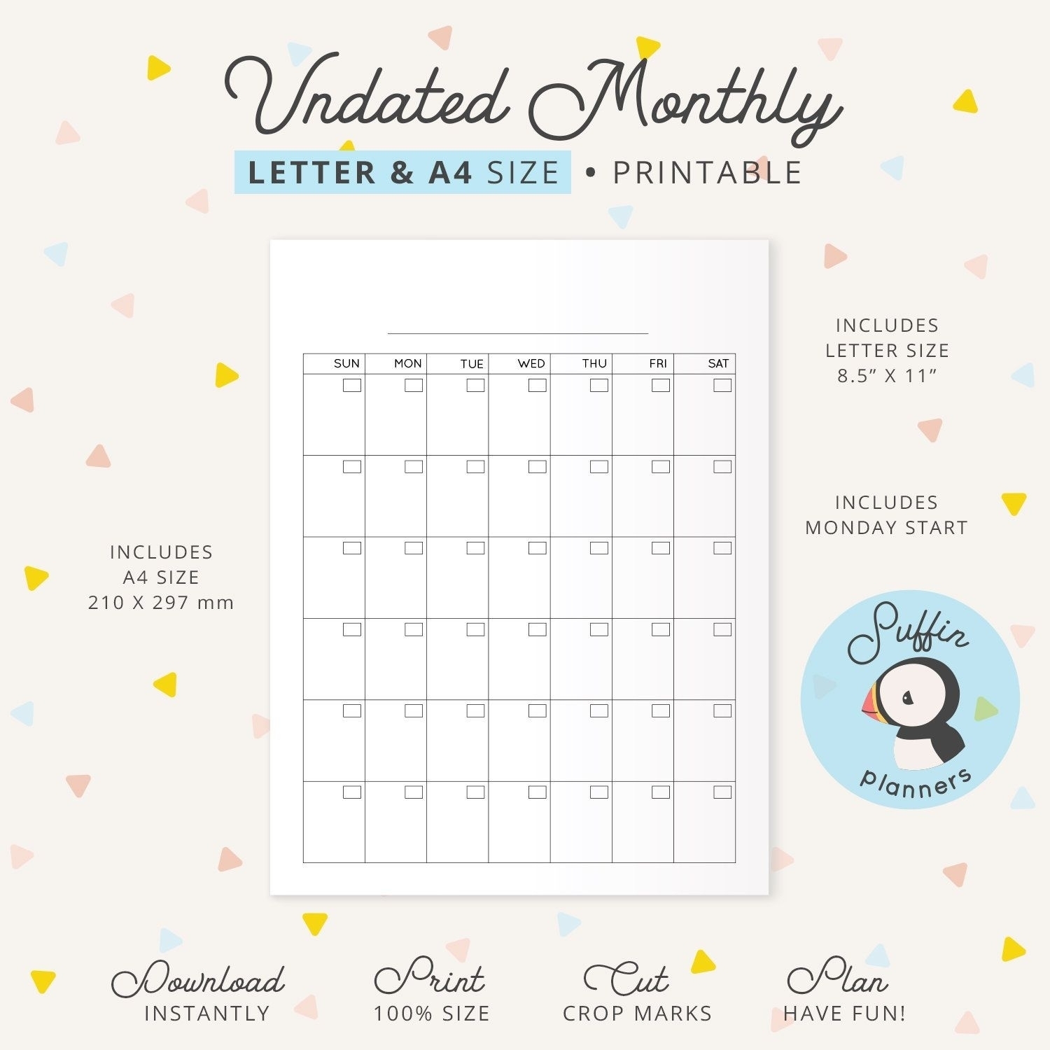 Blank Undated Calendar To Print | Ten Free Printable