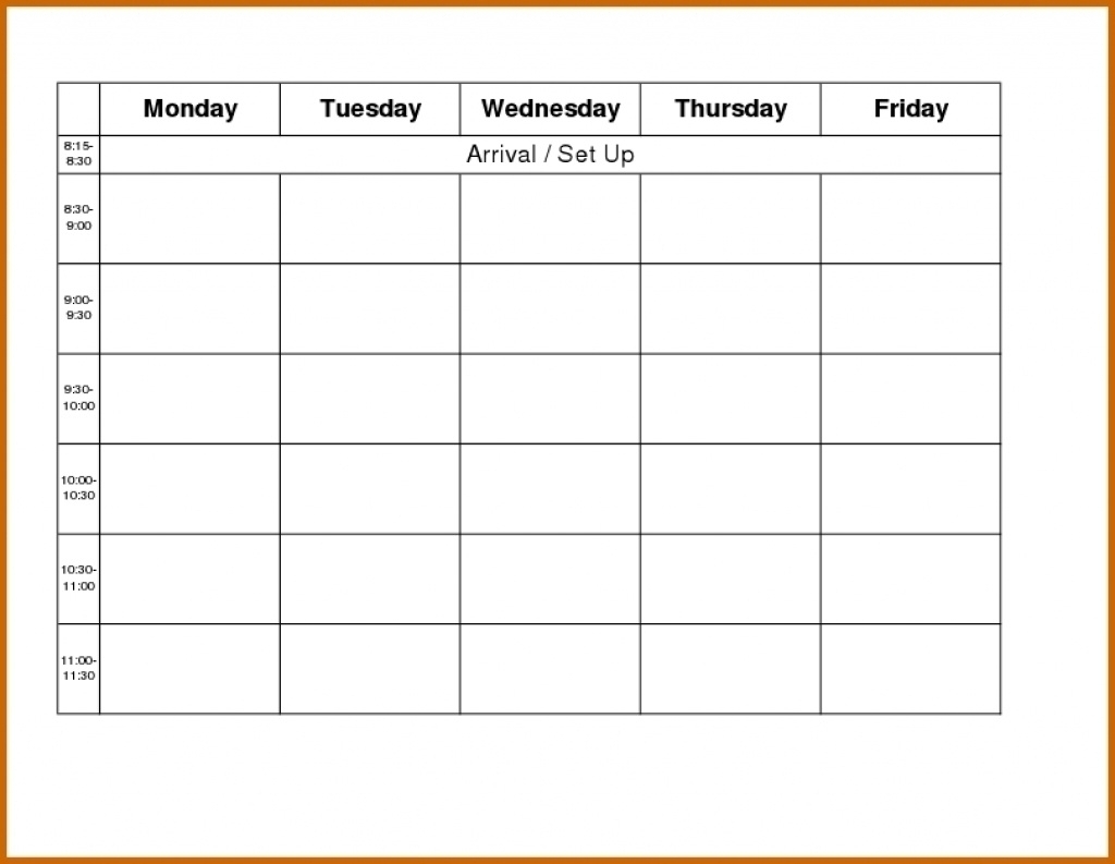 Blank Weekly Calendar Monday To Friday - Calendar